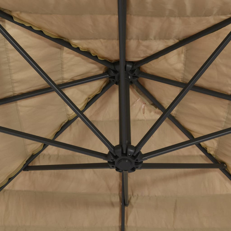 Beach Parasol, Brown, white and pink, 225cm H x 288cm W x 288cm D