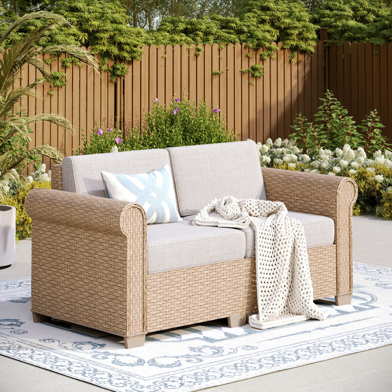 2-seat Outdoor Conversation Sofa Set With Rattan