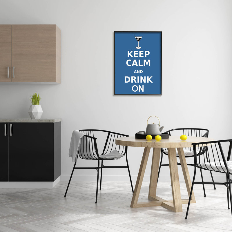 «Keep Calm & Drink On Martini», art de la giclée encadrée par Marcus Jules, Giclée encadrée noir minuit