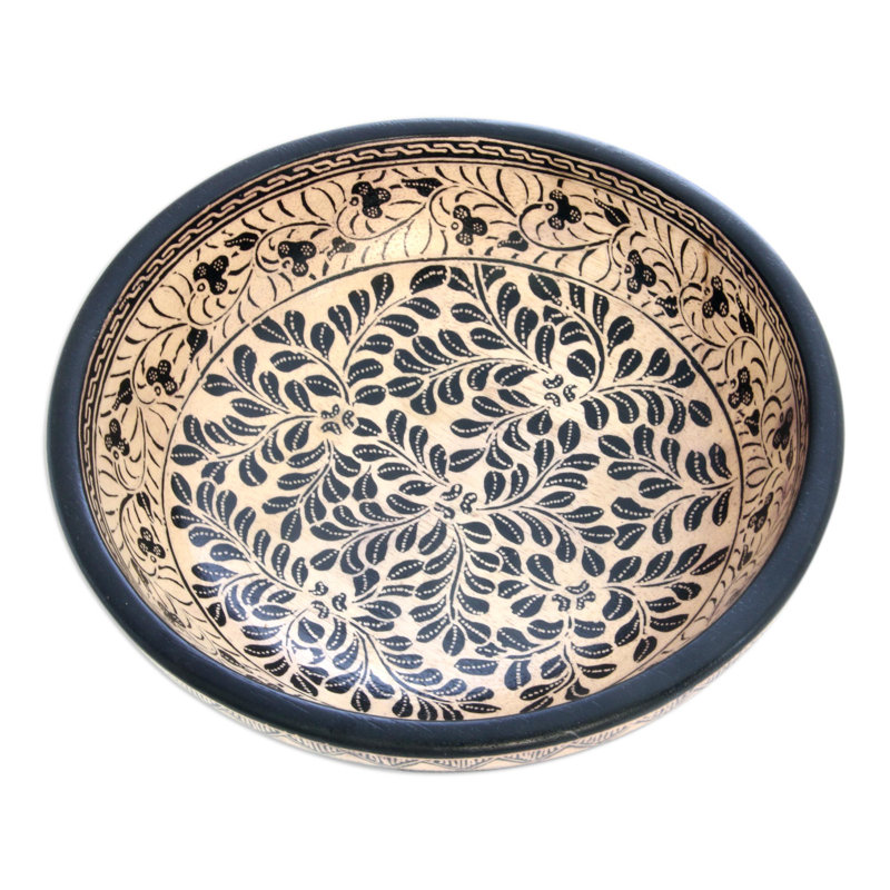 Bol décoratif en bois de décoration batik en bois de récolte Harviell
