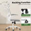 Chaise de bureau ergonomique avec appui-tête réglable, soutien lombaire et accoudoirs rabattables pour une utilisation confortable à la maison ou au bureau, blanc et gris-1406183191-1406183188