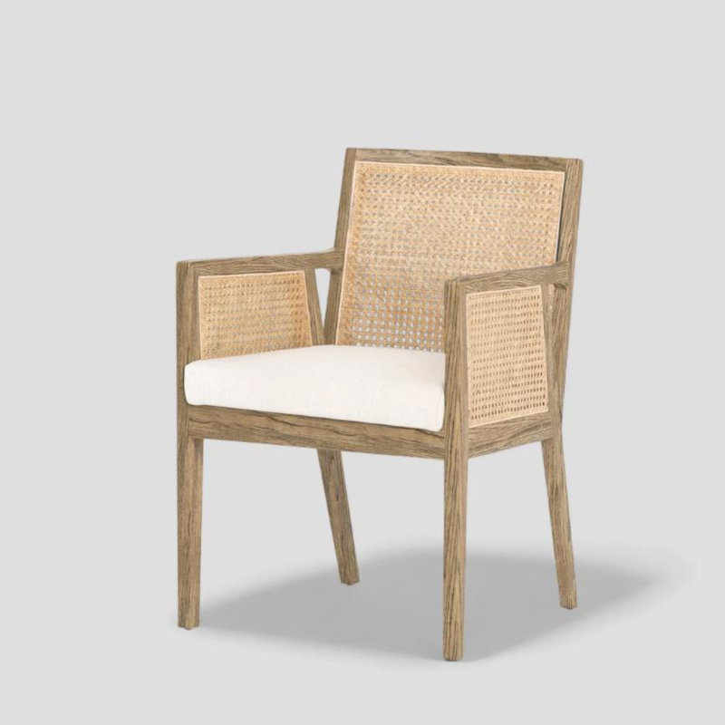 Chaise avec accoudoirs Khajun, Bois jaune clair