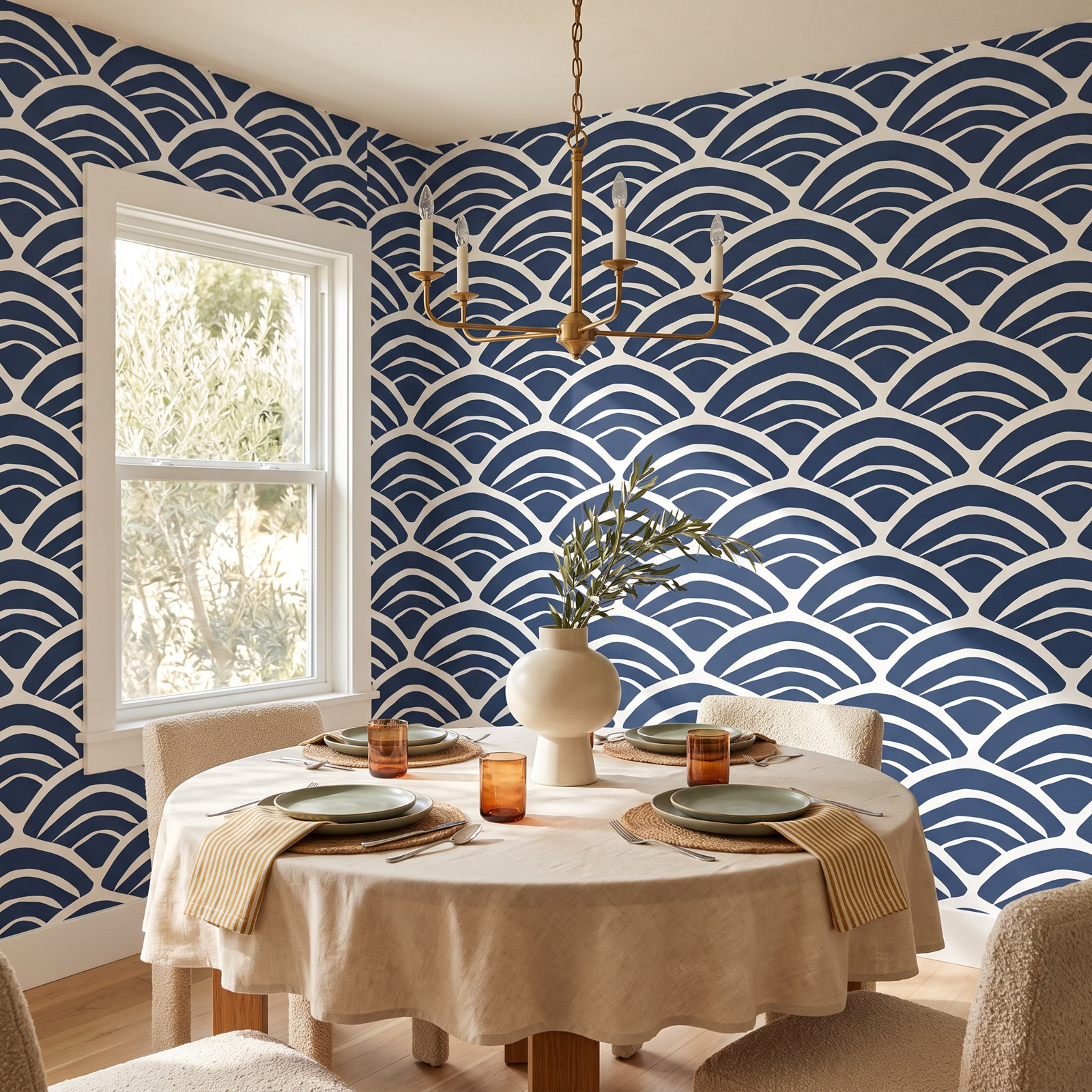 Jane Modern Peel & Stick Geometric Wallpaper, Blue