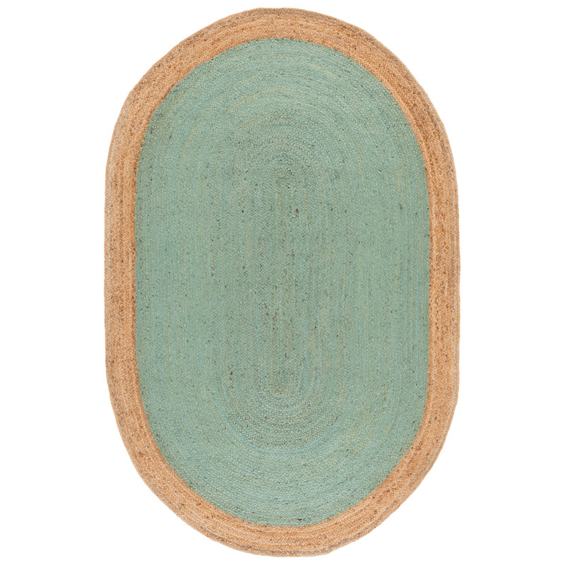 Vicksburg Natural Fiber Hand Woven Jute Chevron Rug, Oval 5' x 8'