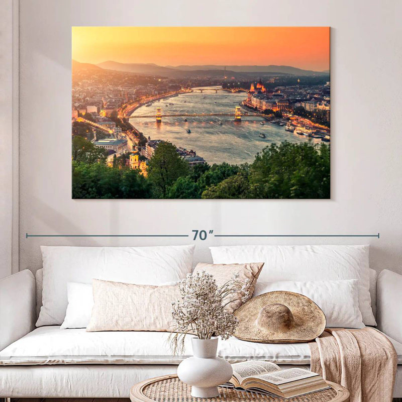 Marchelle, paysage urbain de Budapest, H 34 po x l 51 po