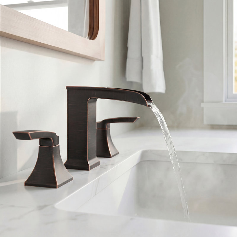 Widespread Waterfall 2-Handle Bathroom Sink Faucet with Drain Assembly, Oil Rubbed Bronze