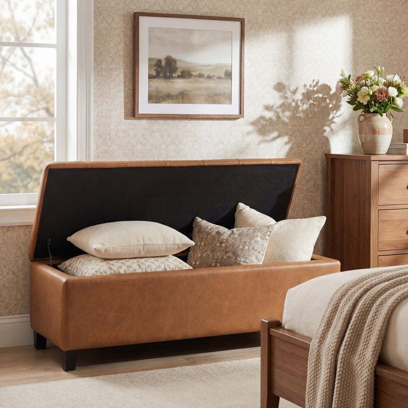 Ottoman Bench With Storage, Brown
