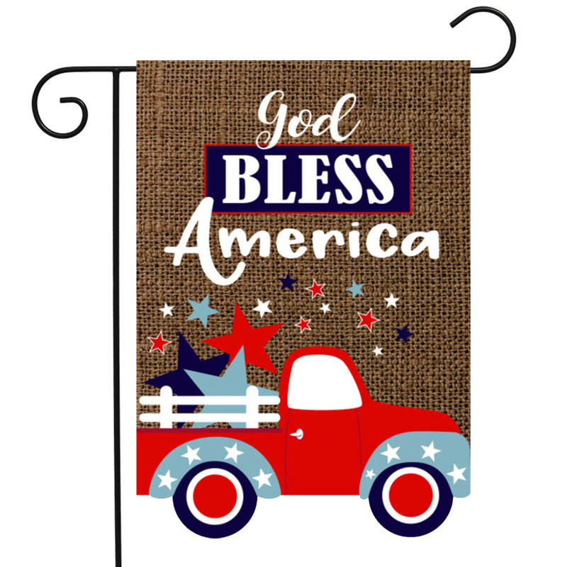 Drapeau de jardin God Bless America, Brun / rouge / bleu