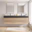 Meuble-lavabo mural 72 po moderne en chêne avec lavabo à surface solide noir mat d'ingénierie, tiroirs souples (36 po * 2)-131320887-131320889