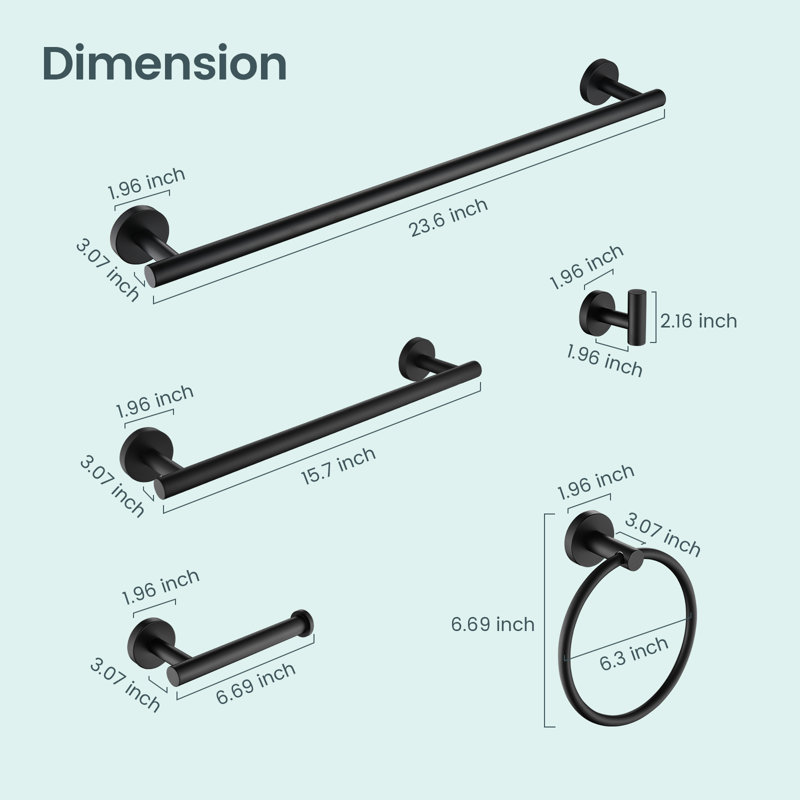 6 - Piece Bathroom Hardware Set, Black