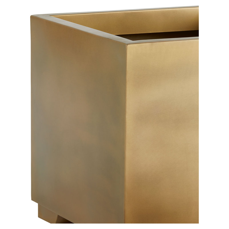 Aster Gold Finish Iron Cubic Planter Box