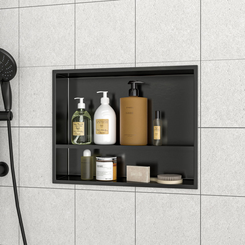 19" x 15" Gunmetal Black Stainless Steel Shower Niche