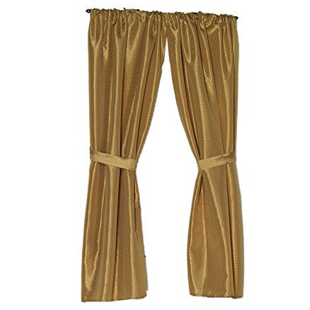 Paire de rideaux semi-transparents avec passe-tringle Lachlan, Or
