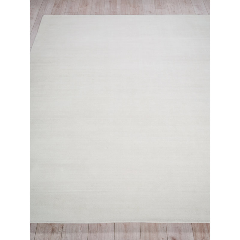 Martelli Modern Handmade Silky Nylon, White Area Rug, Rectangle 4' x 5'