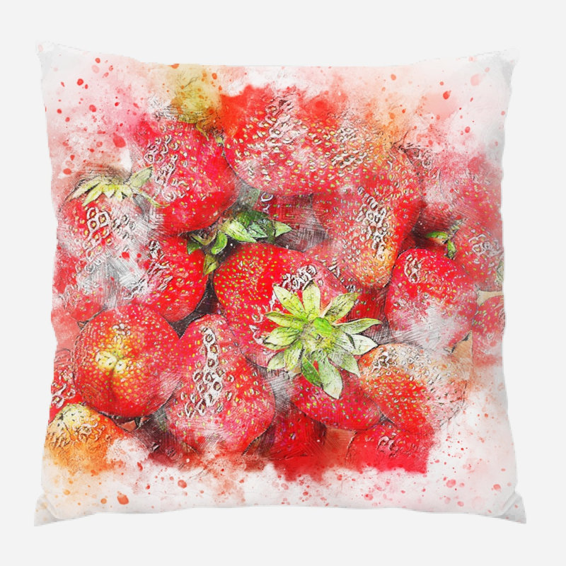 Housse et insert de coussin carré Osier Strawberries, Synthétique, Intérieur