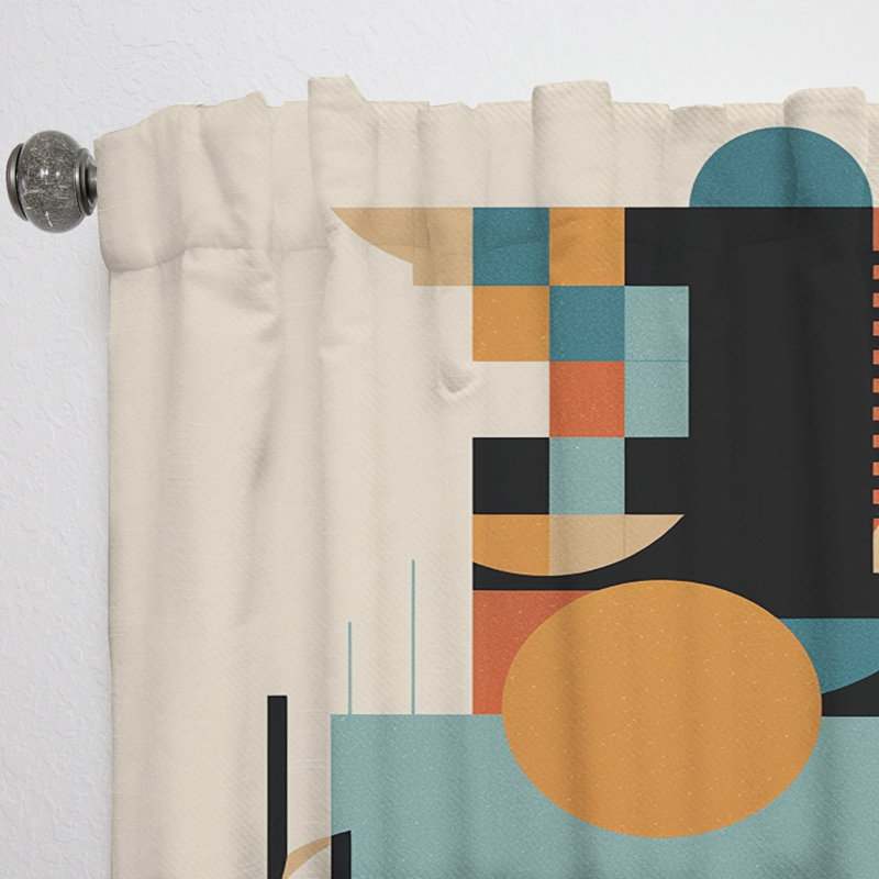 Gainell - symphonie minimaliste bleue et orange I - rideau minimaliste - obscurcissant velours - 1 panneau