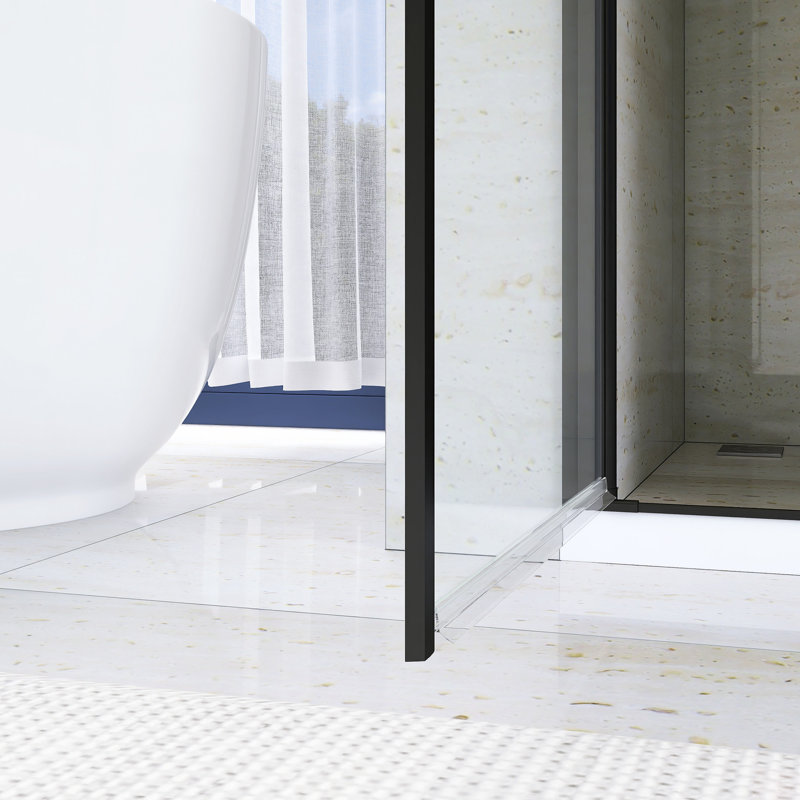 Porte de douche pivotante 28-29 3/8 po, Noir mat