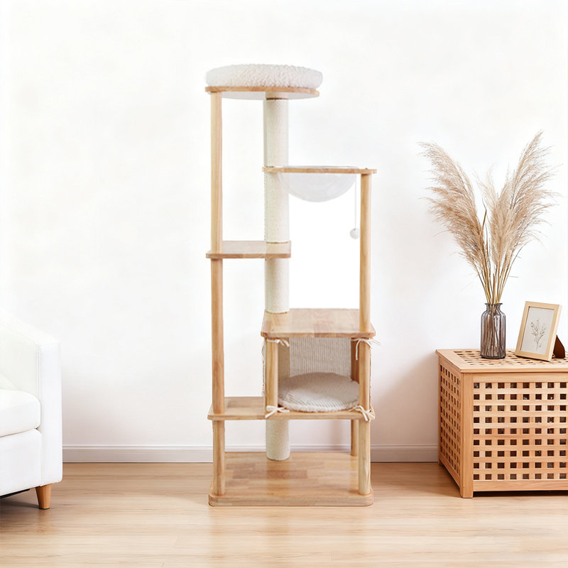 Multi-Functional And Practical Solid Wood Cat Tree