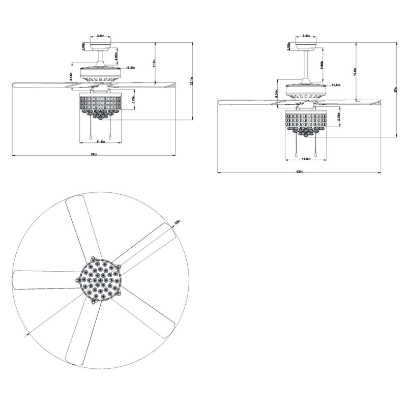 Ventilateur de plafond 52 pales 52 po avec télécommande et ensemble d'éclairage inclus Colmont