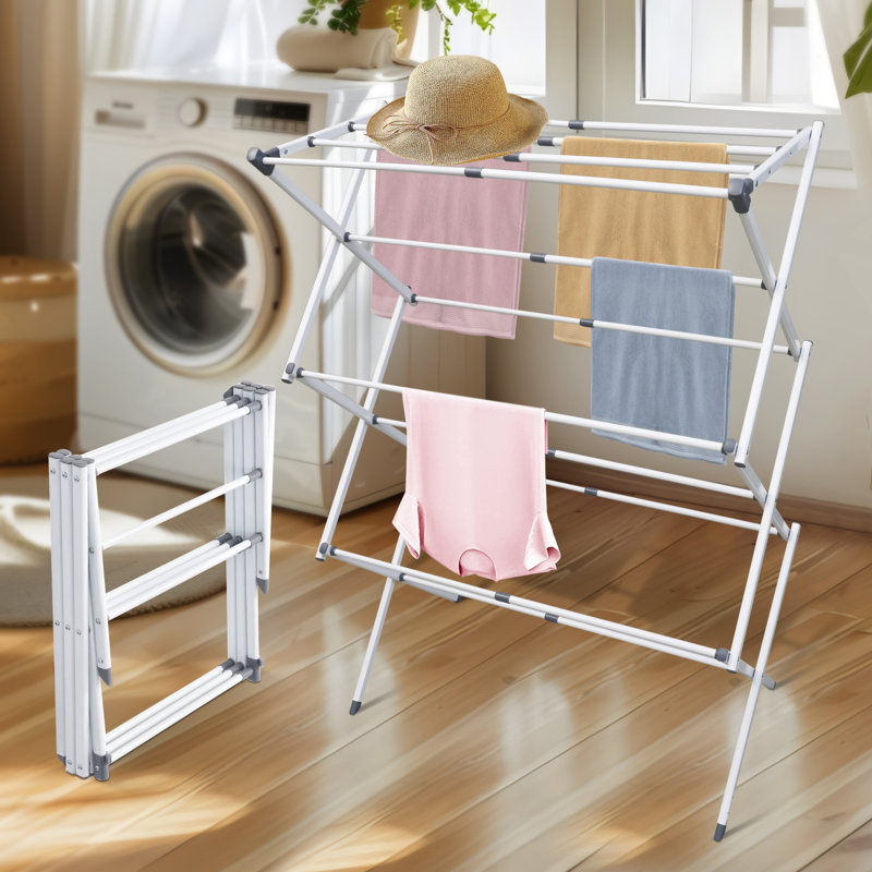 Séchoir à linge pliable télescopique Rebrilliant, blanc