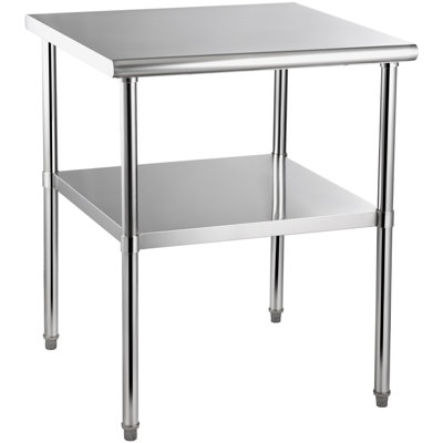 Stainless Steel Prep Table, 30 x 30 x 36 Inch, 800lbs Load Capacity Heavy-Duty Metal Worktable with Adjustable Undershelf & Feet, Commercial Workstation for Kitchen Garage Restaurant Backyard