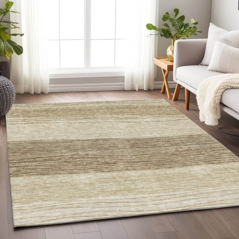 Premium Machine Washable Tweedy Beige Rug, Rectangle 2'6" x 3'10"