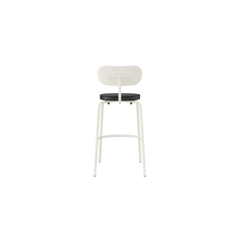 Tabouret de bar rembourré Khylia, Siège noir / base blanc pur
