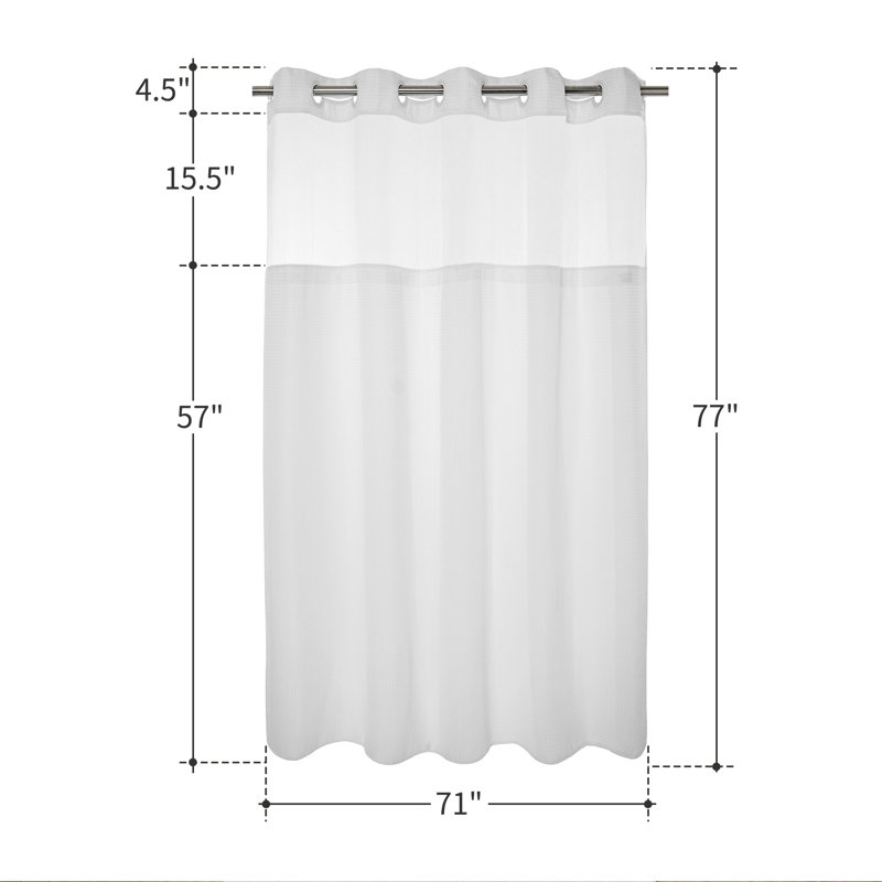 Rideau de douche Ramjani Waffle Weave, Blanc, 80"H x 71"W