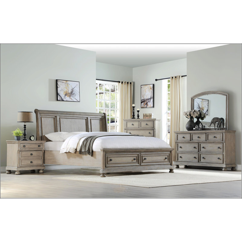 Grand lit de rangement gris antique