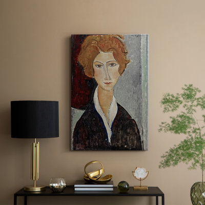 Portrait de femme (Portrait de femme) - Toile tendue sur châssis par Amedeo Modigliani