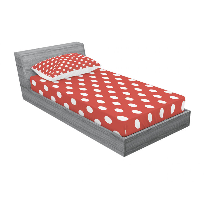 Queen Vermilion Polka Dot Microfiber Bedding Set