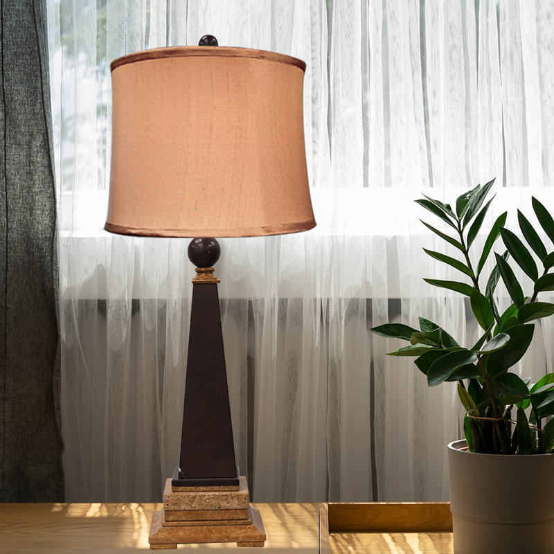 Perseus Marble 31-Inch Table Lamp, Dark Chocolate and Caramel Stone Base, 3-Way Switch