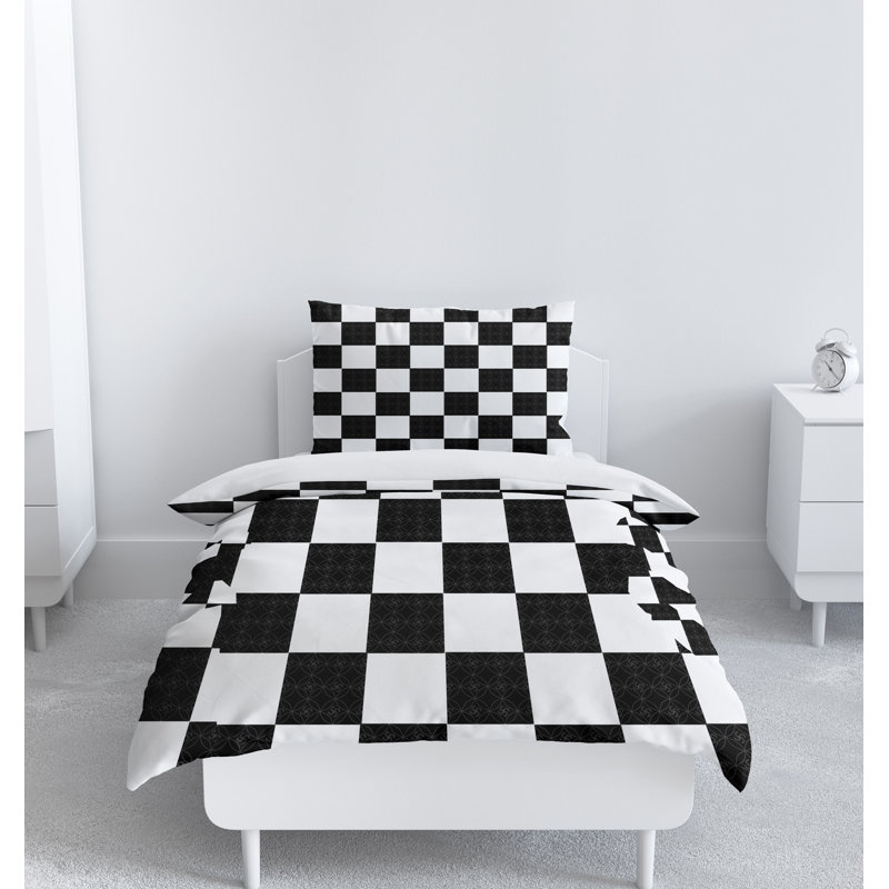 Checkered Duvet Cover, Twin Duvet Cover + 1 Queen Sham