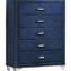Chambre à coucher pour 5 grands lits Pacific Blue avec tête de lit à oreilles, capitonnage à boutons, garniture cloutée et caractéristiques de style pour lit avec accessoires assortis