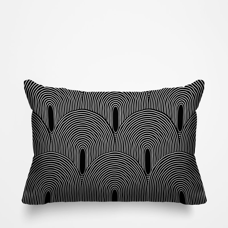 Coussin décoratif intérieur / extérieur Roli Boho, Noir, H 18 po x l 25 po