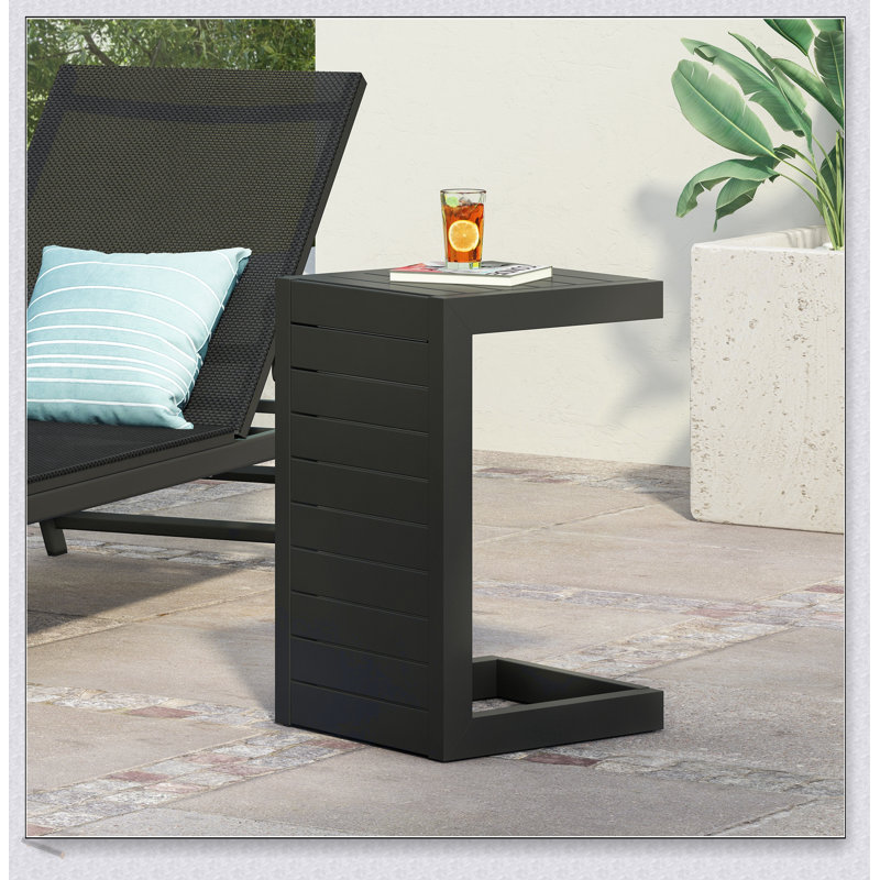 CAPE CORAL ALU C-Shaped Outdoor Side Table, Durable And Stylish For Patio Or Poolside Use, Silver