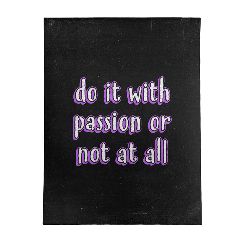 Tapis en polyester à style tableau noir à citation inspiration passion, Rectangle 5 pi x 7 pi