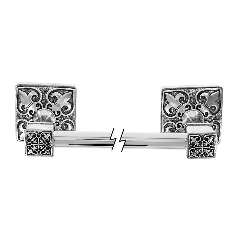 Fleur De Lis Wall Mounted Towel Bar, Antique Silver, 2.25" H x 26.5" L x 2.25" D