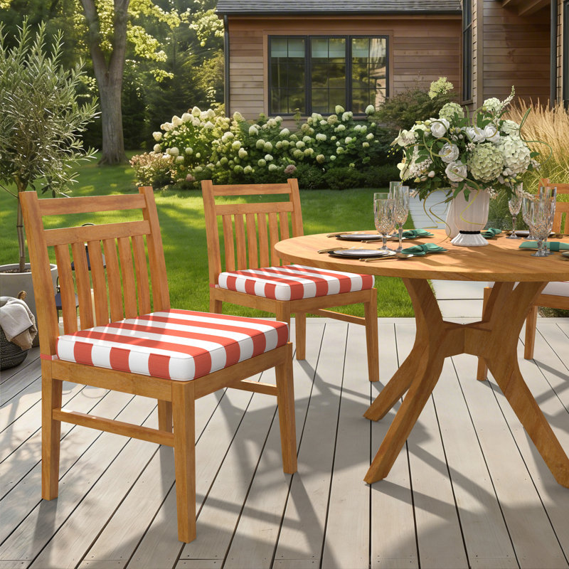 Sunbrella Indoor/Outdoor Dining Chair Cushion, 21" W x 19" D, Sunbrella® Refuge Coral