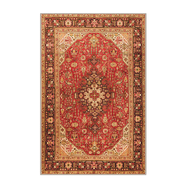 Tapis oriental oriental rouge / gris / brun 3 pi x 5 pi fabriqué à la machine