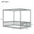 Full Size Canopy Frame Rubber Wood Floor Bed With Fence,Guardrails,Grey