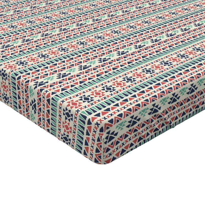 Microfiber Geometric Fitted Sheet, Queen Fitted Sheet