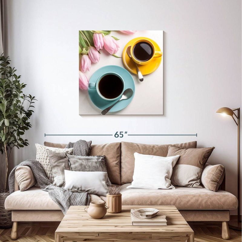 Yarlin café et tulipes, H 36 po x l 36 po