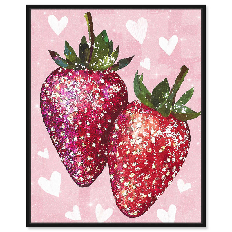 «Sparkling Strawberries Canvas Trendy Art Prints» par Art Remedy, Cadre noir, H 31 po x l 25 po x P 1,8 po