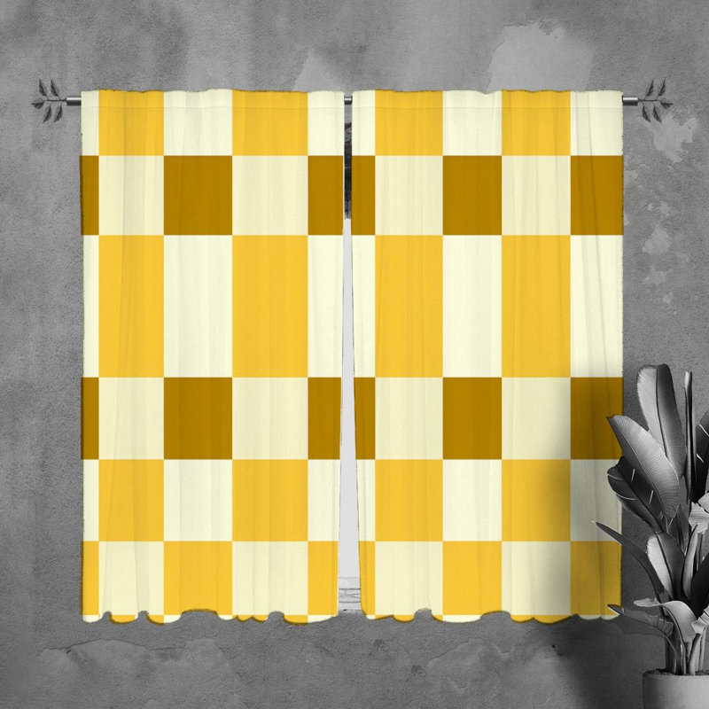Paire de rideaux obscurcissant Middie, Blanc / jaune, L 40 po x L 82 po