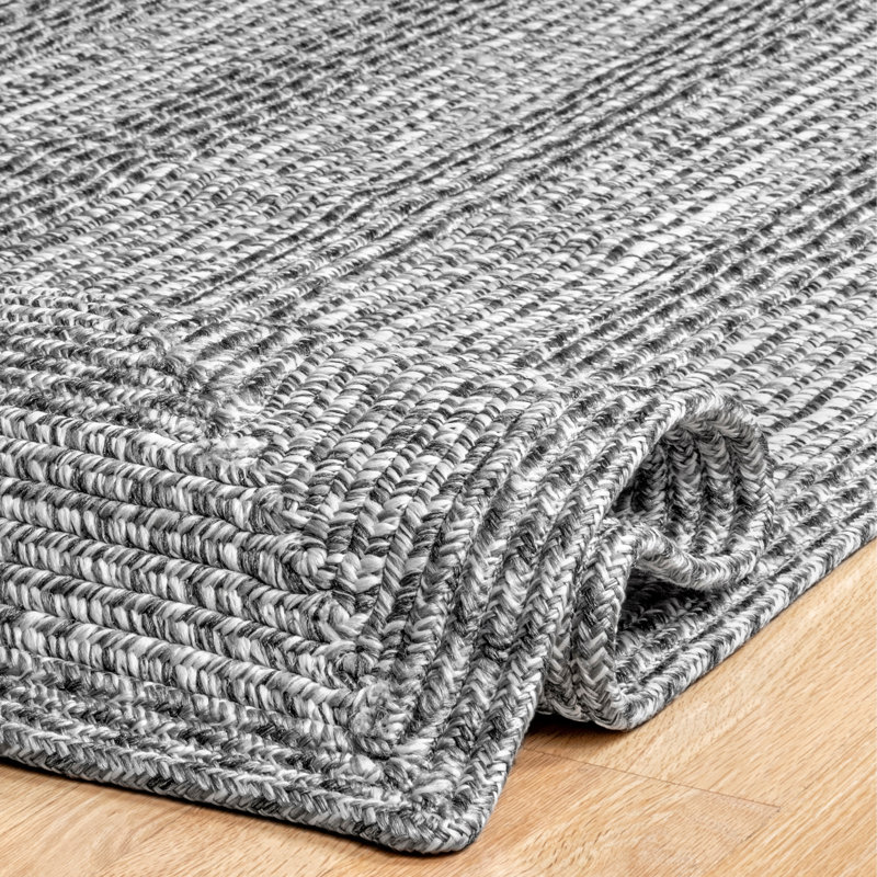 Tapis intérieur / extérieur gris Catharine, Ovale 5 pi x 8 pi