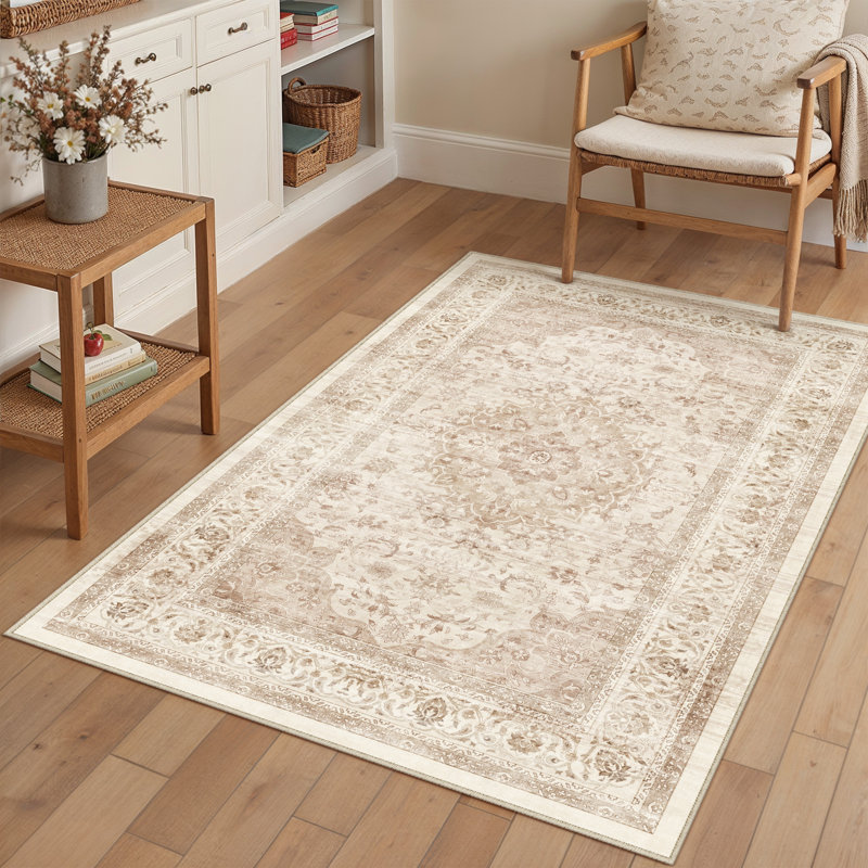 Tapis oriental beige Stella avec envers antidérapant, Rectangulaire 3 pi x 5 pi, Beige