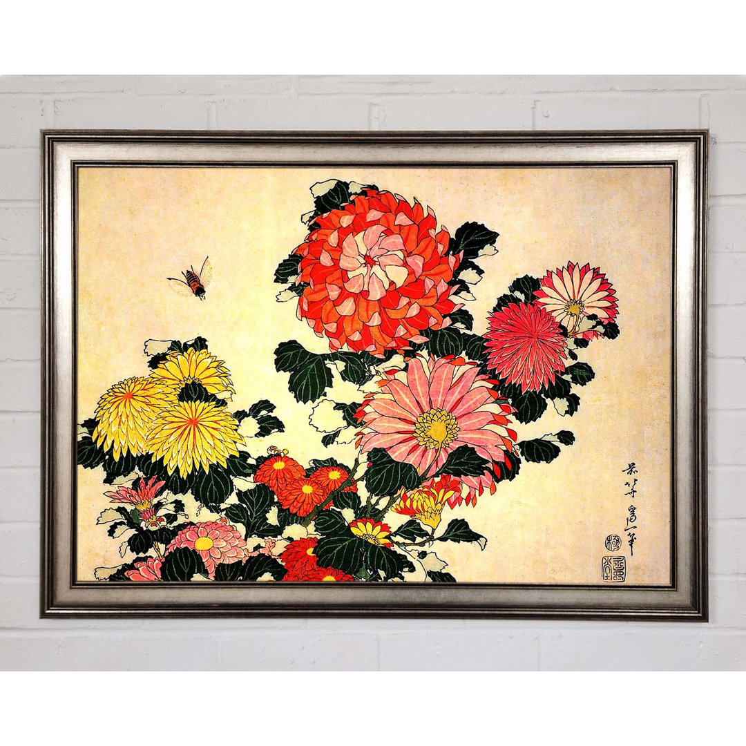 Hokusai Chrysantheme und Biene - Einzelner Bilderrahmen Kunstdrucke