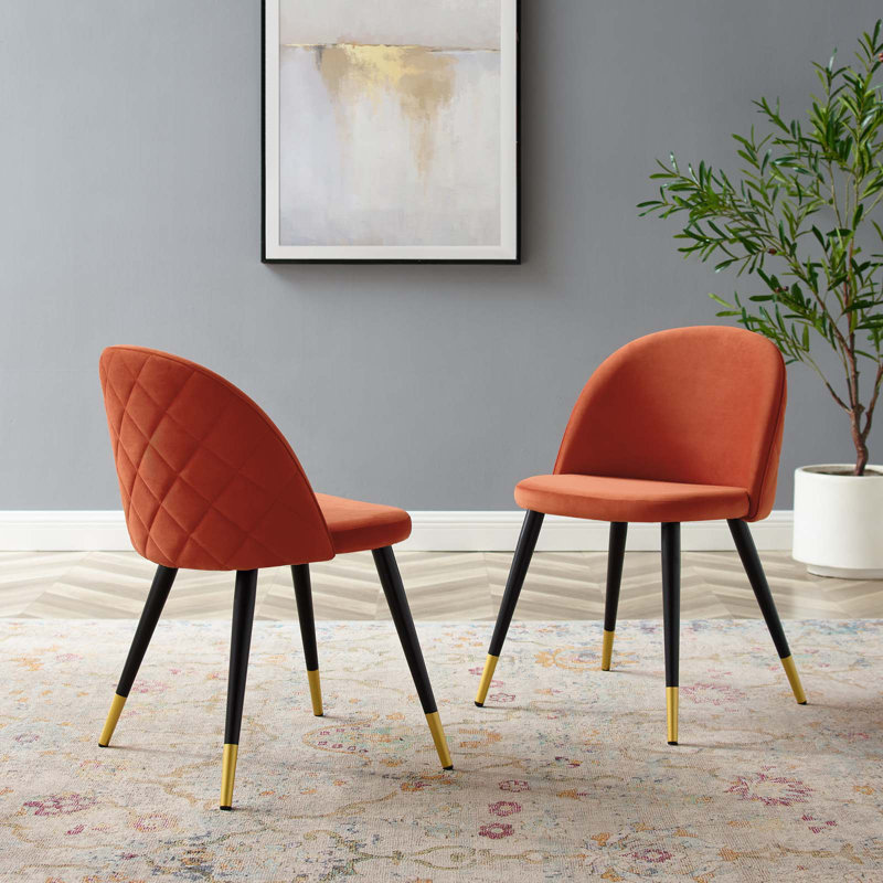Chaises de salle à manger Cordial Performance - ensemble de 2, Velours rouge