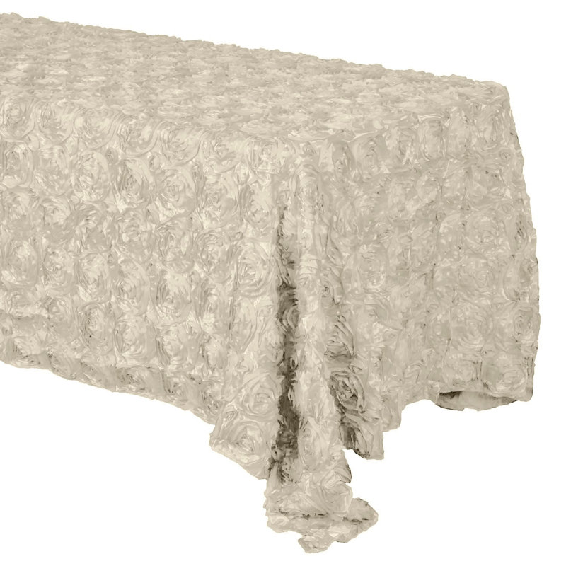 Silvie Floral Polyester Tablecloth, 108" x 54", Ivory